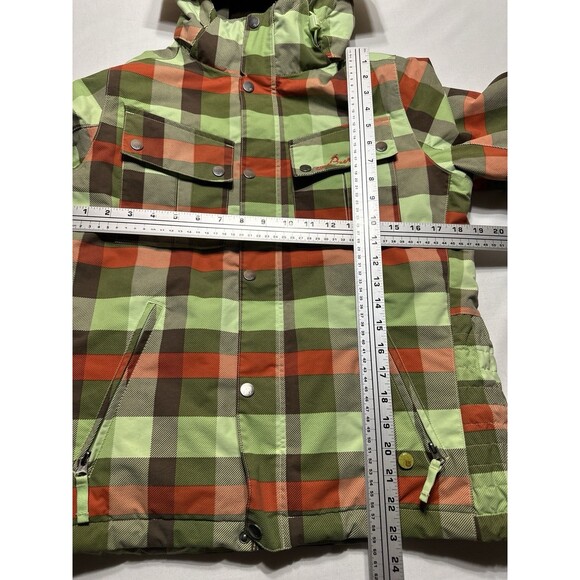 Burton Geo 3/2 Jacket Womens Medium Green Plaid Hood Waterproof Lined Snowboard - Picture 9 of 15